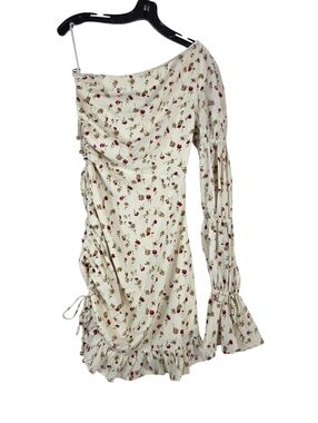 Sabo Skirt Floral One-Shoulder long sleeves ruched adjustable tie Ruffle Dress